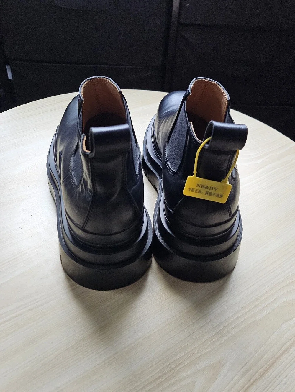 NB&BV Black Chunky Platform Chelsea Boots EU 45 US Men's 12 Pull On Lug Sole